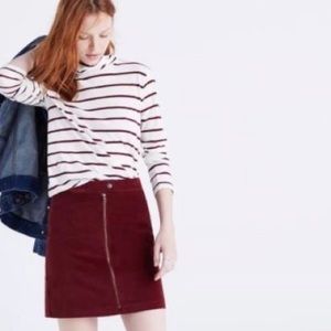 Madewell burgundy velvet zip skirt